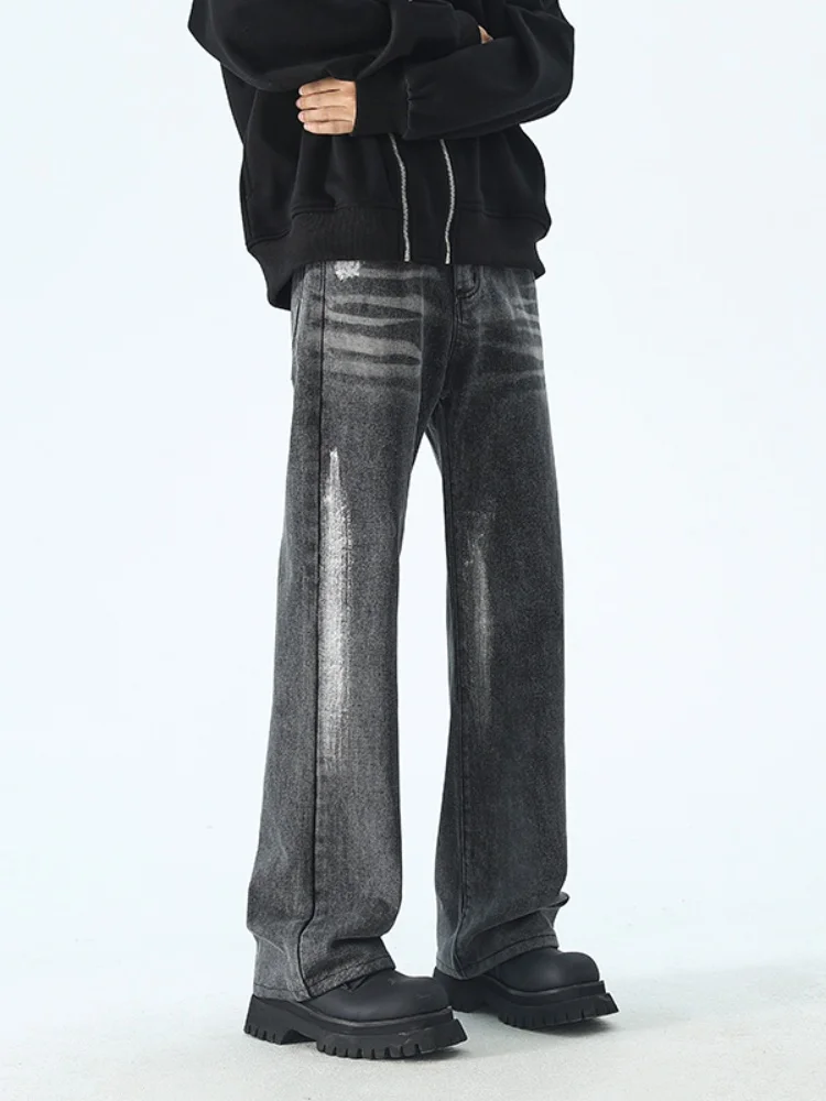 

American High Street Men's Jeans 2024 New Autumn Trend Straight Leg Dra Wide Leg Hiphop Pants Youth Wear Cotton Polyester