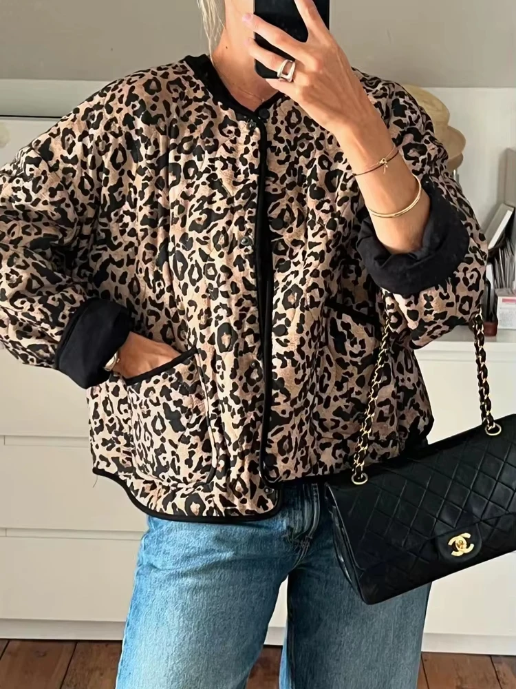 

Lightweight Padded Jackets Outerwears Women's Quilted Jacket Woman Autumn Winter Coat Female Leopard New in Coats