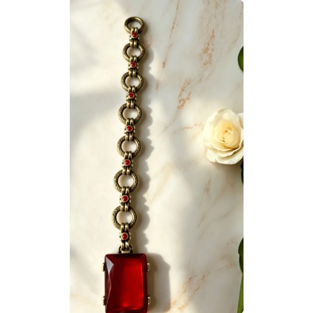Vintage Antique Colored Stone Necklace，Bracelet，Removable Pendant for Women Handmade DIY 2026 Trendy Jewelry Accessories