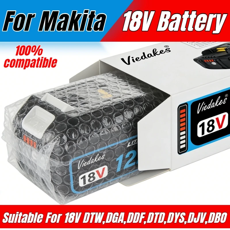 

100% compatible for makita 18v battery with high capacity 8.0ah/10.0ah/12.0ah,suitable for 18V DTW,DGA,DDF,DTD,DYS,DJV,DBO tools