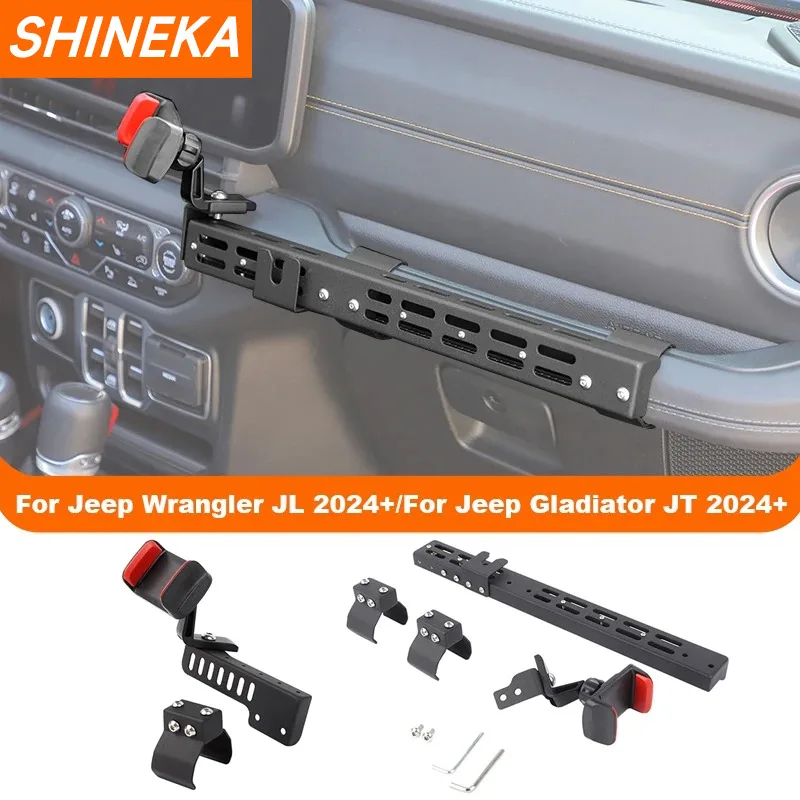 SHINEKA Co-Pilot Handle Phone Holder GPS Mount Bracket for Jeep Wrangler JL Gladiator JT 2024 Up Car Interior Accessories