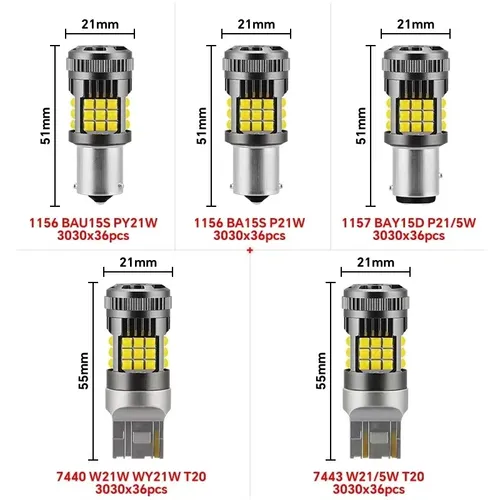 Imagen 2 del producto 1X luz LED Canbus superbrillante para coche 1156 BA15S BAU15S 1157 sin Error para lámpara de señal de giro inverso de coche blanco ámbar
