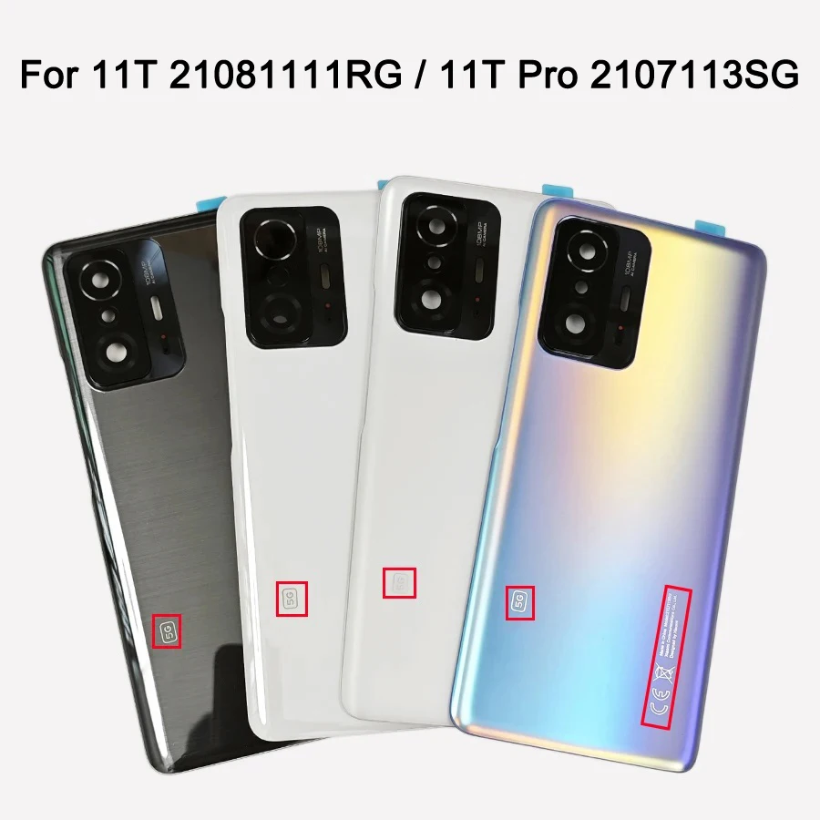 11T 5G A+++ Glass Back For Xiaomi 11T 5G / 11T Pro 5G Battery Cover Door Back Housing Rear Case Replacement Parts +Camera Lens