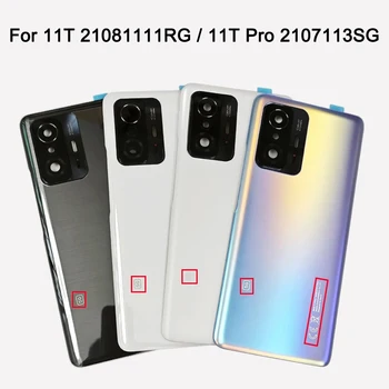 Xiaomi 11T 5G / 11T Pro 5G 배터리 커버 도어 백 하우징 후면 케이스 교체 부품 + 카메라 렌즈 용 100% A +++ 유리 백