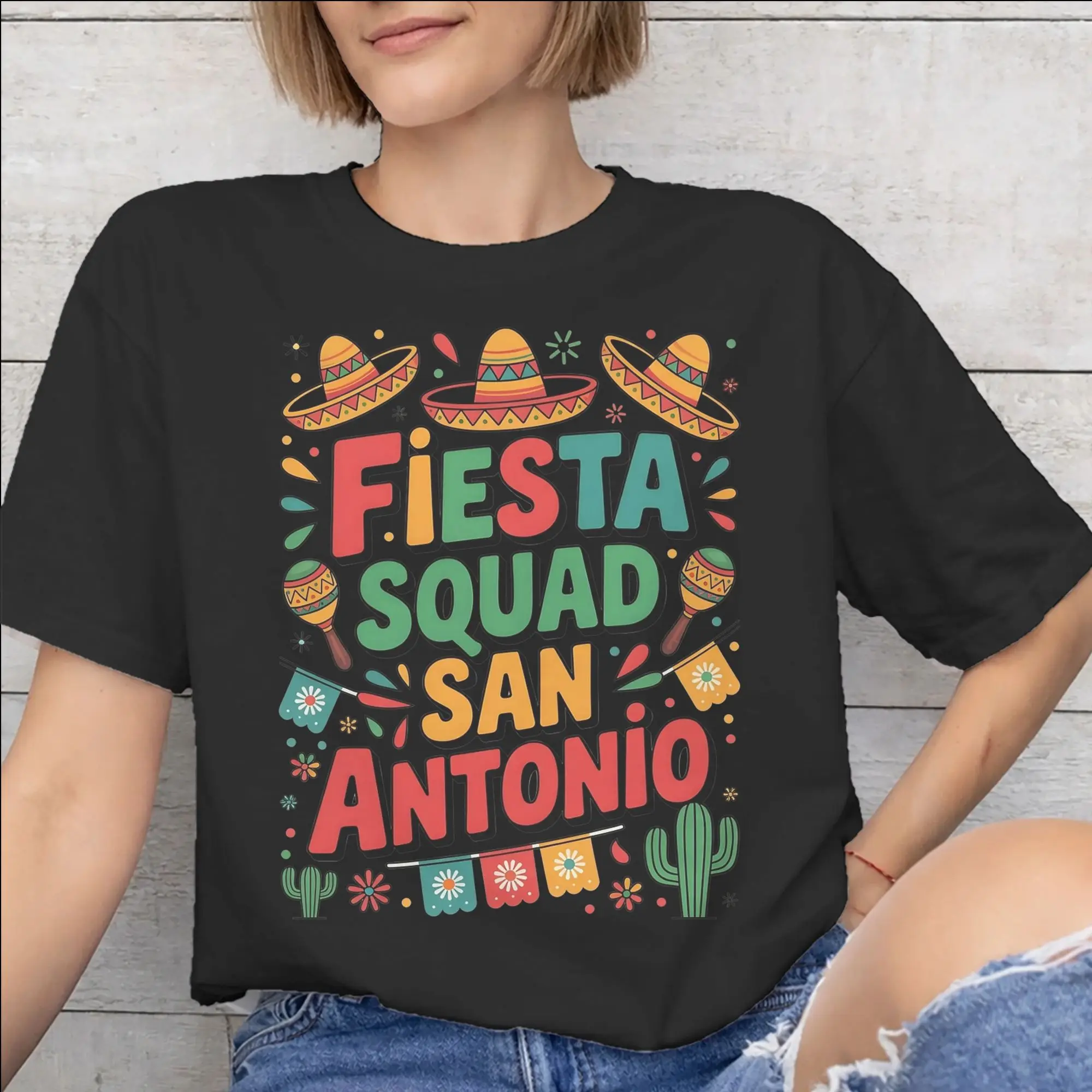 Fiesta Squad Cinco De Mayo Graphic Printing T Shirt Men Women  100% Cotton  Tee Shirt Clothing