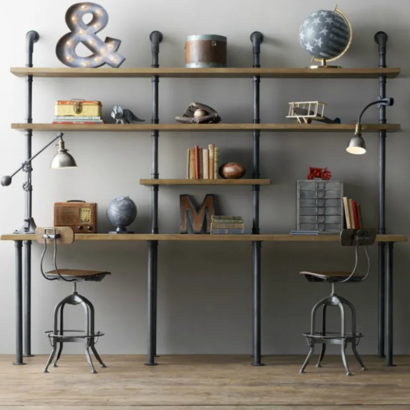 Anti-rust water pipe creative shelf rack household decoration wall computer desk combination