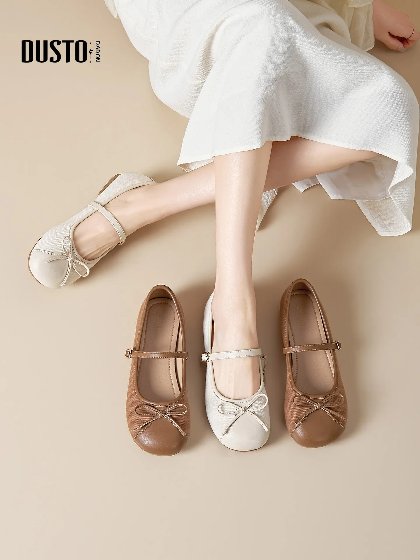 dusto-summer-2026-women's-flat-mary-jane-shoes-knot-soft-bottom-ballet-style-fashionable-comfortable-round-toe-slip-on