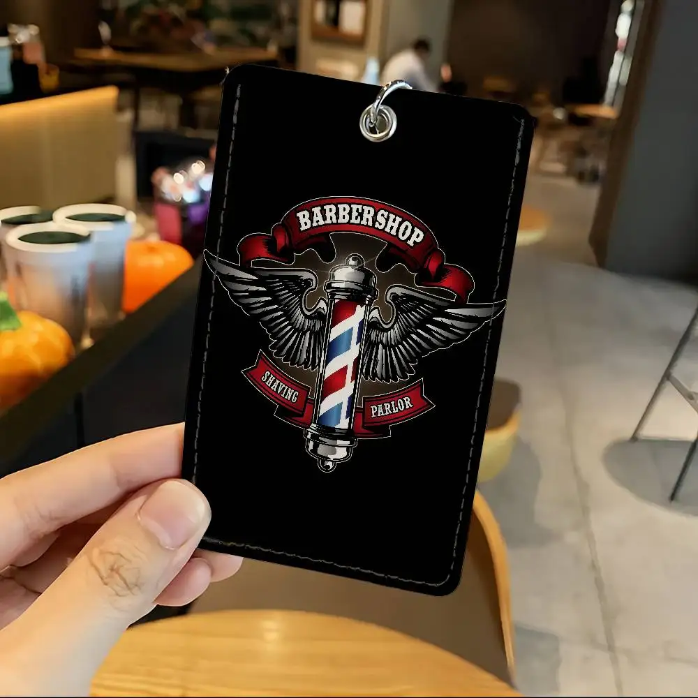 

Barber Shop Retro Card Holder Suitable For Student Bus Subway Bank Gym and Keychain Loss Prevention