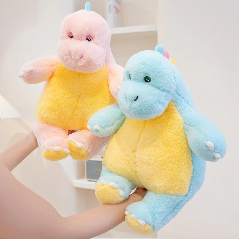 

New Candy Sweet Color Cartoon Dino Plush Toy Pink Blue Dinosaur Soft Doll Large Sleep Hug Pillow Bedroom Home Decoration