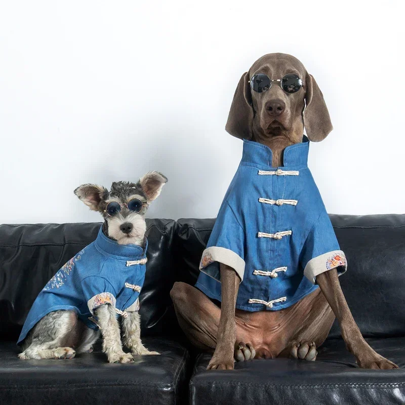 

Small-large Dog Clothes Spring Autumn Denim Pet Labrador Golden Retriever Schnauzer Puppy Clothes Dogs Accessories