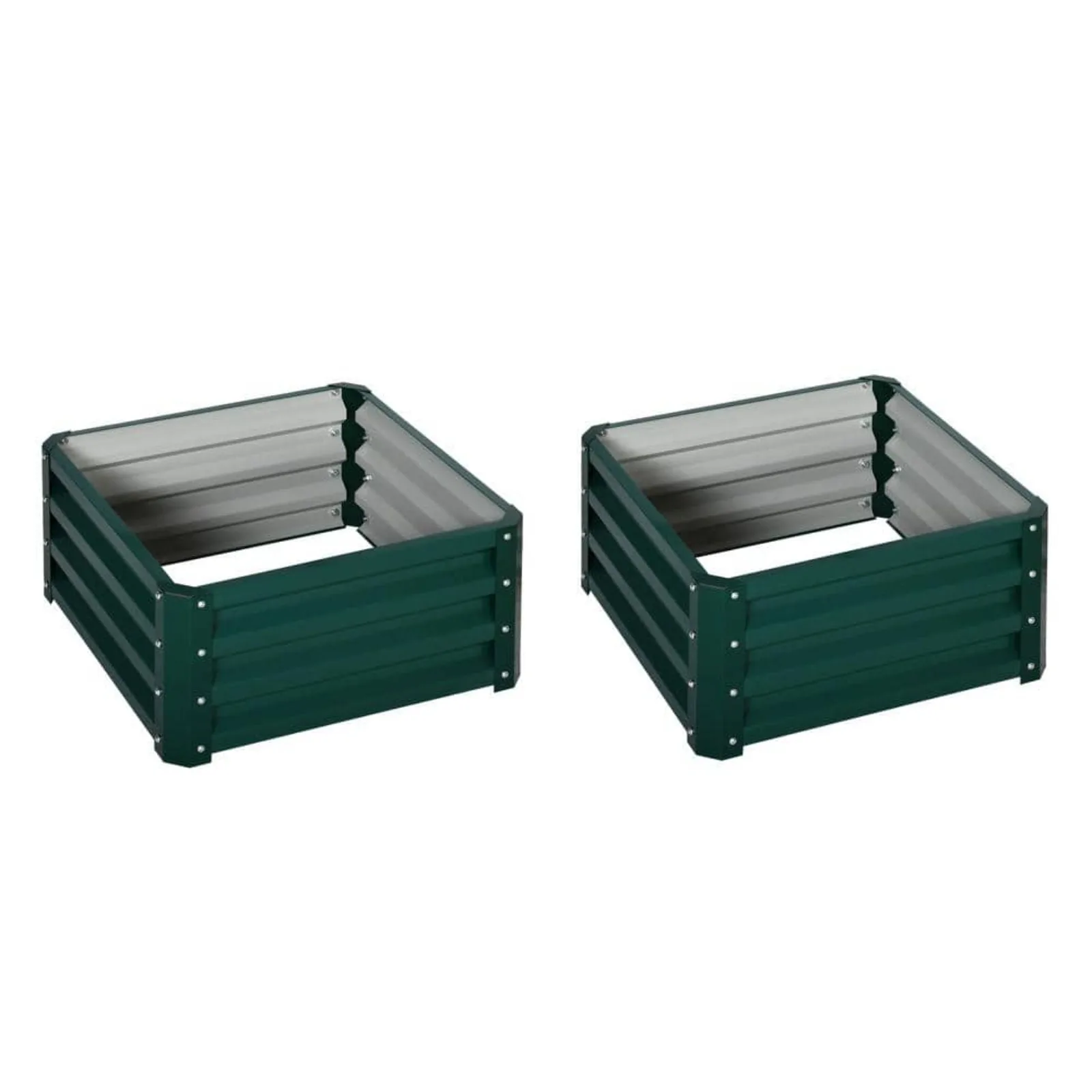 US 2 ft. x 2 ft. x 1 ft. Grey Steel Raised Garden Bed Box with Steel Frame for Vegetables, Flowers and Herbs (2-Pack)