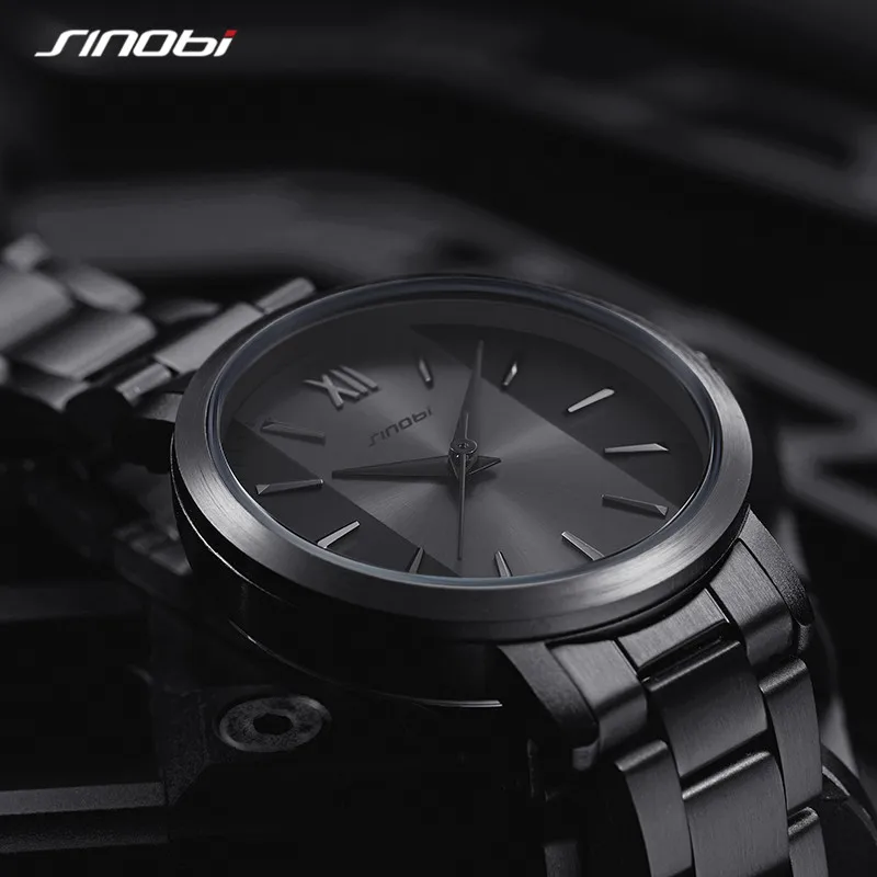 SINOBI Top Luxury Man Watch Business Waterproof Male Stainless Steel Quartz Wristwatches Men\'s Brand Clock Casual Reloj Hombre