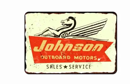 Johnson Outboard Motors 1955 Vintage Advertising All Metal Tin Sign  8 x 12