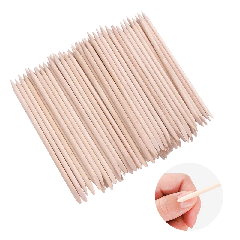 100Pcs Cuticle Pusher Nail Art Orange Wood Sticks Remover Manicure Pedicure Tool Natural Stick for Nail Art Tools