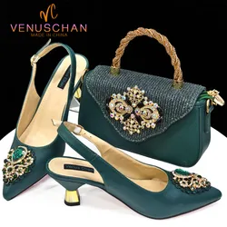 Venus Chan-Ensemble de Chaussures et Sacs Italiens pour Femme, Strass, Jolie tu, Parker, Talon Haut, ixd'Indépendance du Nigeria, 2024