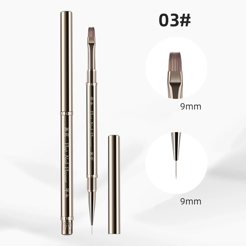 1/6 個ダブルヘッドネイルブラシライナーブラシペイントペンジェルブラシクリスタルネイルアートマニキュア