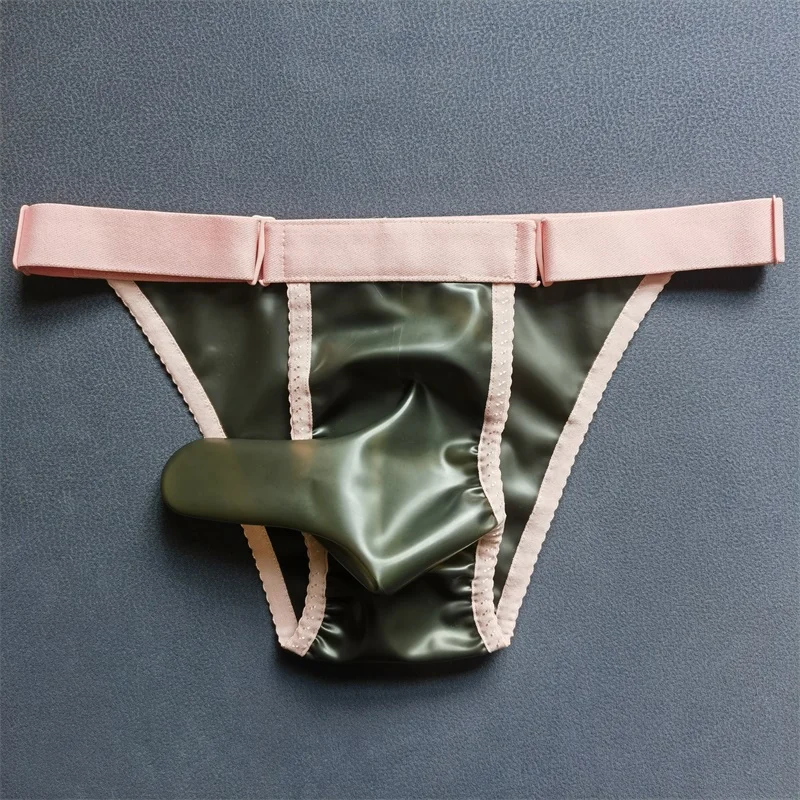 

Men Latex Underpants Wateproof SeeThrough Fitted T-Briefs DJ Club Bar Show Fetish Costumes Private Party Lingerie Man Sexy Panty