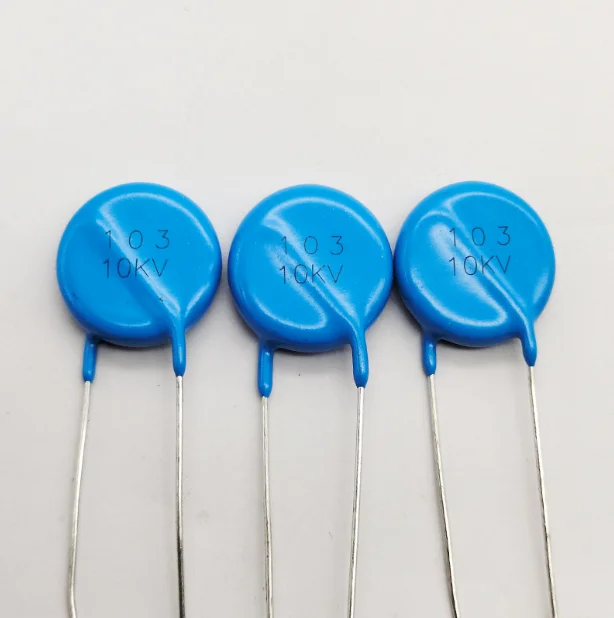 10PCS High frequency blue ceramic chip capacitor 10KV 103K 10000pF   high-voltage power supply ceramic dielectric capacitor