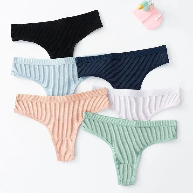 3pcs Cotton sexy thong for women with low waist comfortable and breathable T-shaped underwear simple women's thong underwear