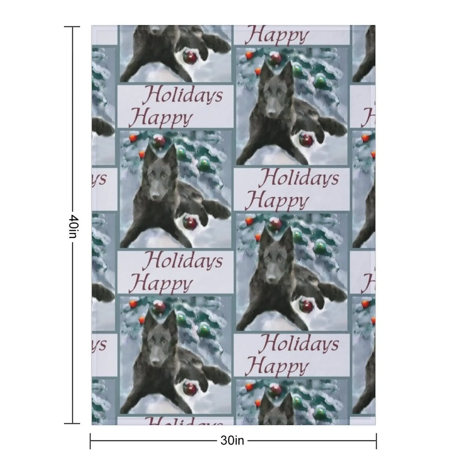 Belgian Sheepdog Groenendael Christmas Art Gifts Throw Blanket Plush Flannels Multi-Purpose heavy to sleep Blankets