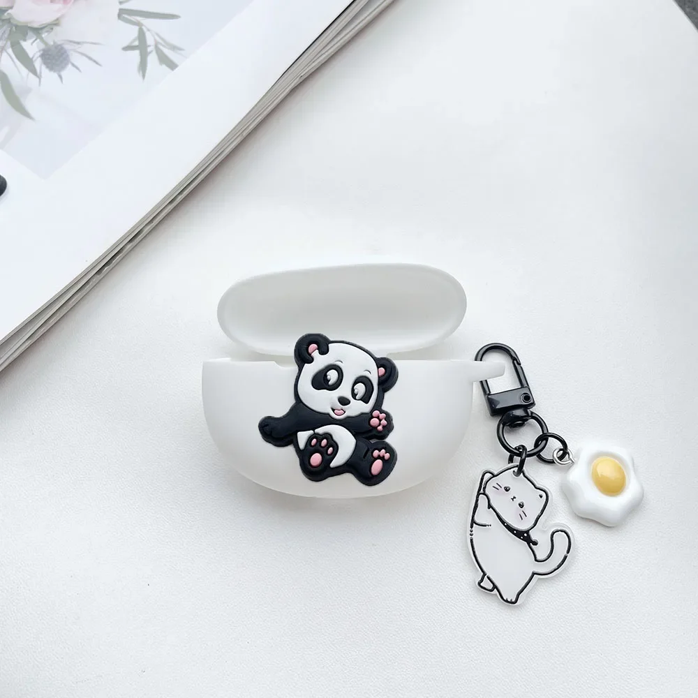 Panda mignon pour Amazon Echo Buds 2 �tui dessin anim� �tui pour �couteurs en Silicone avec porte-cl�s pour Amazon Echo Buds 3 �tui