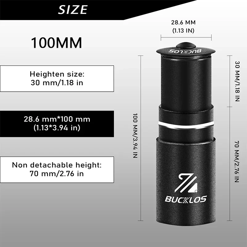 BUCKLOS Fahrrad Vorbau Höhe Extender 100/120/135/180/210 MM Aluminium Legierung Lenker Rise Up Adapter 28,6mm Zyklus Zubehör