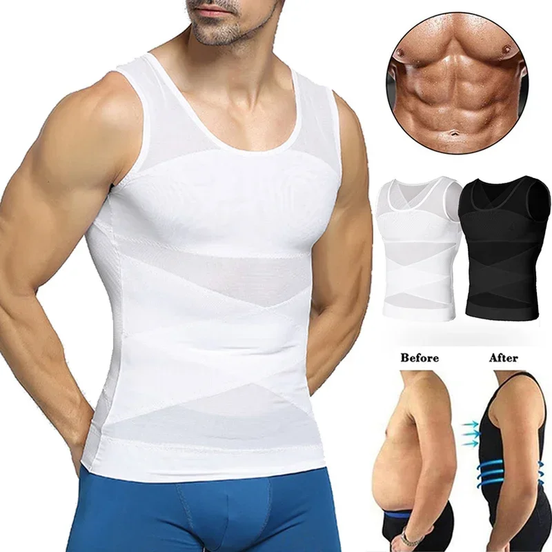 

Chest Compression Vest Men Gynecomastia Body Shaper Posture Corrector Slimming Waist Control Tummy Trimmer Mesh Tops Large Size