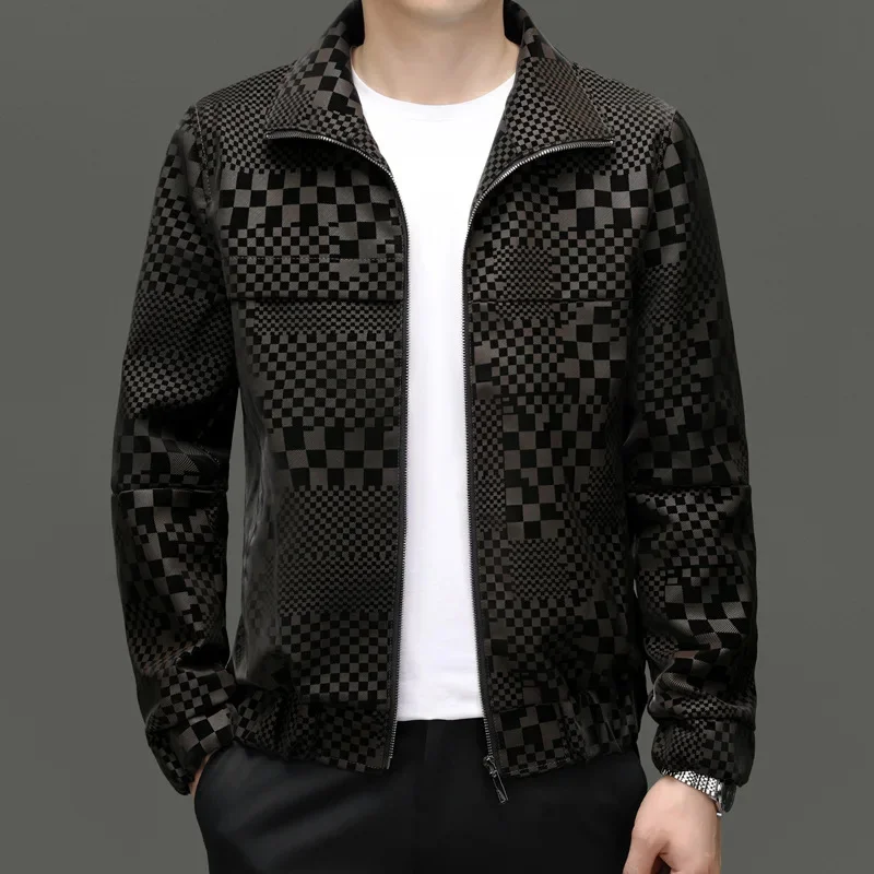 2023 Autumn Winter Men Deerskin Velvet Coat Young and Middle-Aged Business Casual Fashion Large Size PU Leather Jacket