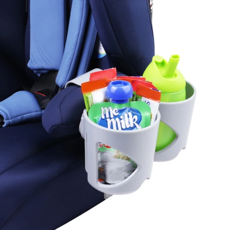 Child Cup Holder Storage Rack Double Slot for Convertible Car Seats Strollers