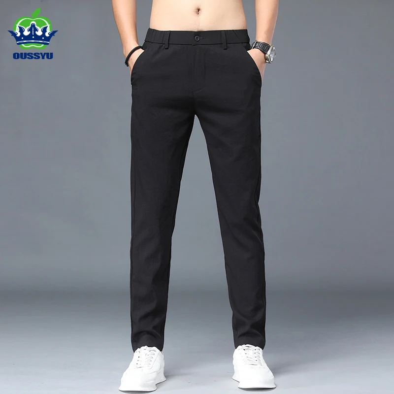 

Casual Pants Men Classic Basic 2024 Summer Thin Fabric Cool Slim Sports Jogging Trousers Grey Black Men's Clothing 28-38