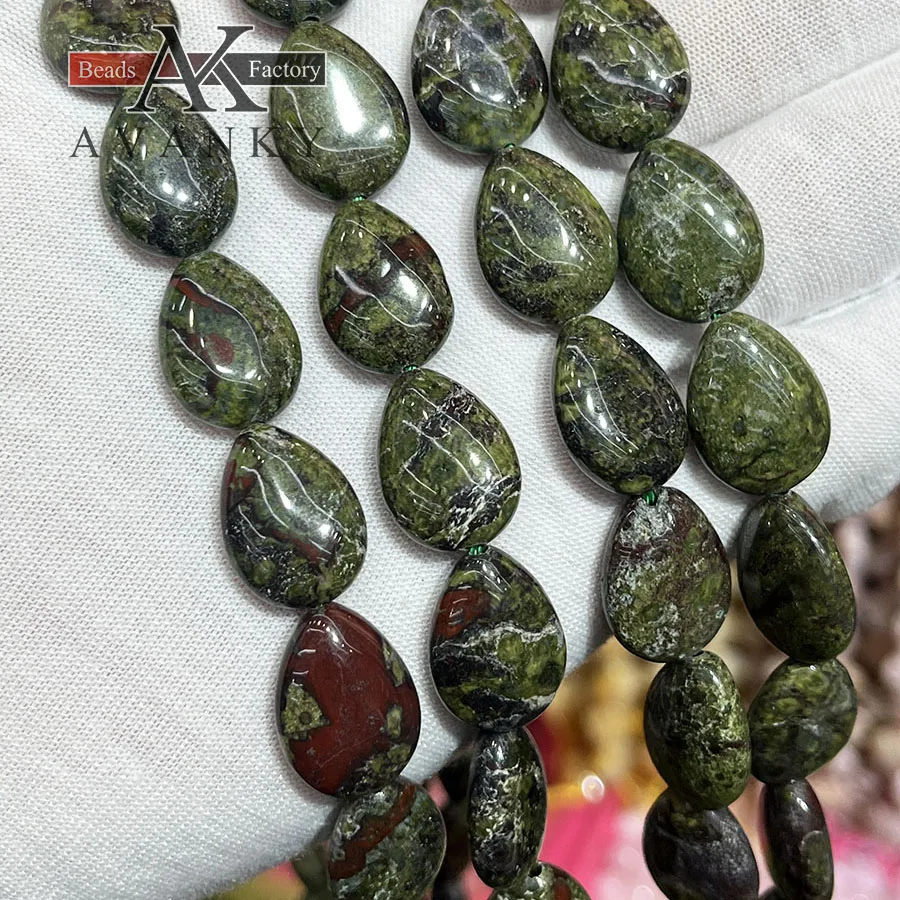 Natural Dragon Blood Stone Water Droplet Melon Seeds Shape Loose Beads Jewelry Making DIY Necklace Bracelet Accessory 15''