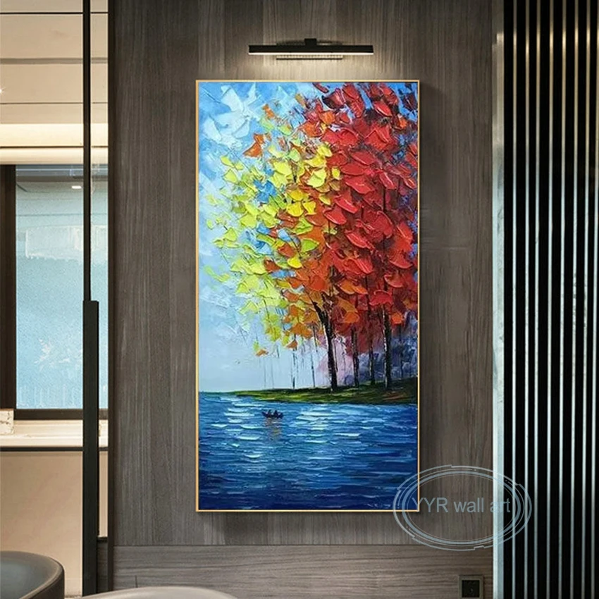

Abstract Landscape Knife Painting Wall Art Canvas Decoration Handmade Oil Painting Living Room Bedroom Corridor Hanging Picture
