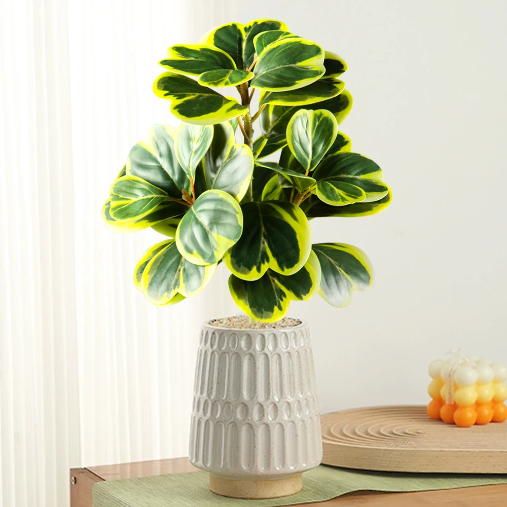 20–37 cm künstlicher Herzblatt-Ficus-Baum, gefälschte Banyan-Baumblätter, Kunststoff-Gummi-Zweig für Zuhause, Büro, Balkon, Garten, Dekoration – Detail 6