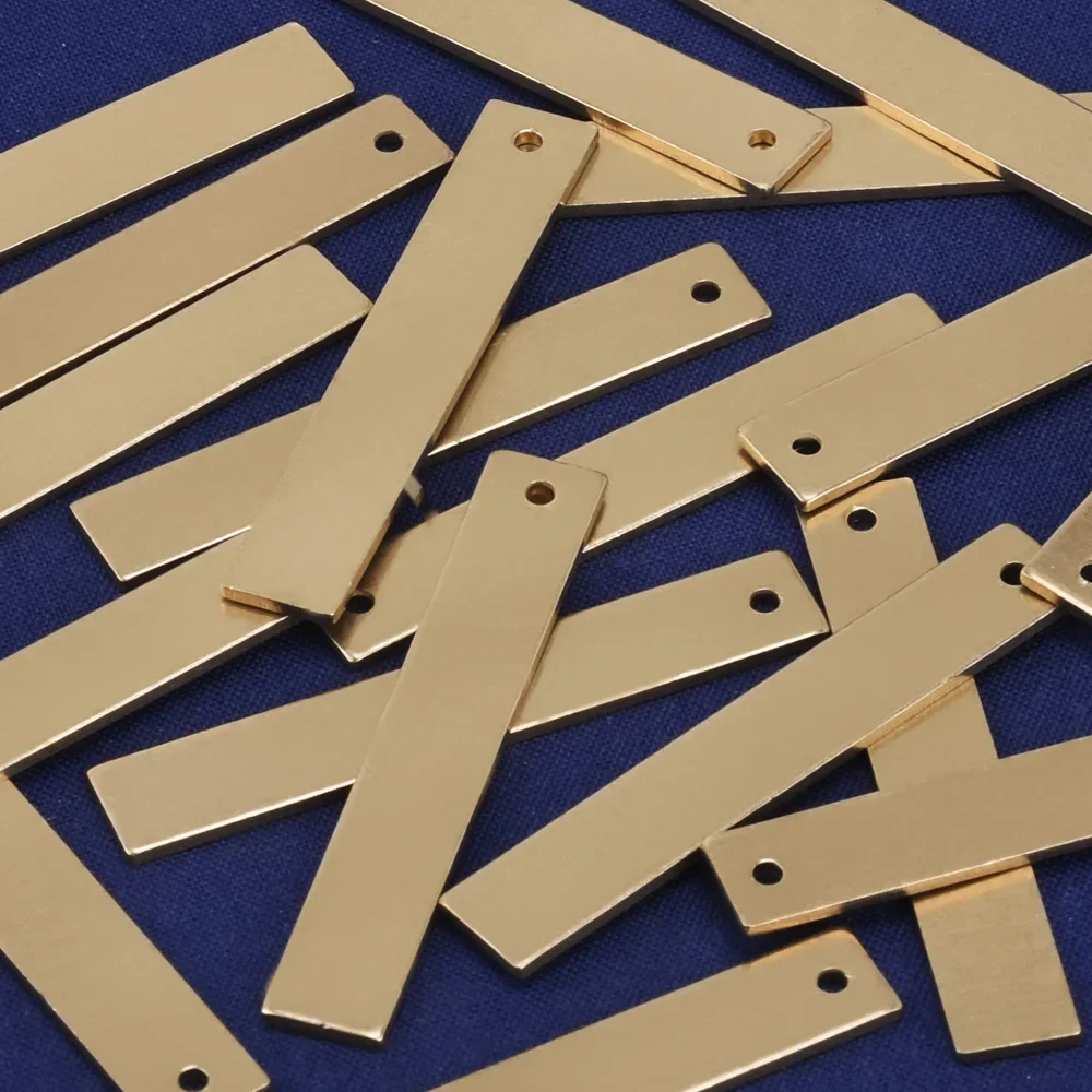20pcs Brass Bar Blank, Raw Brass Stamping Blanks,Charms with one hole,1 1/2