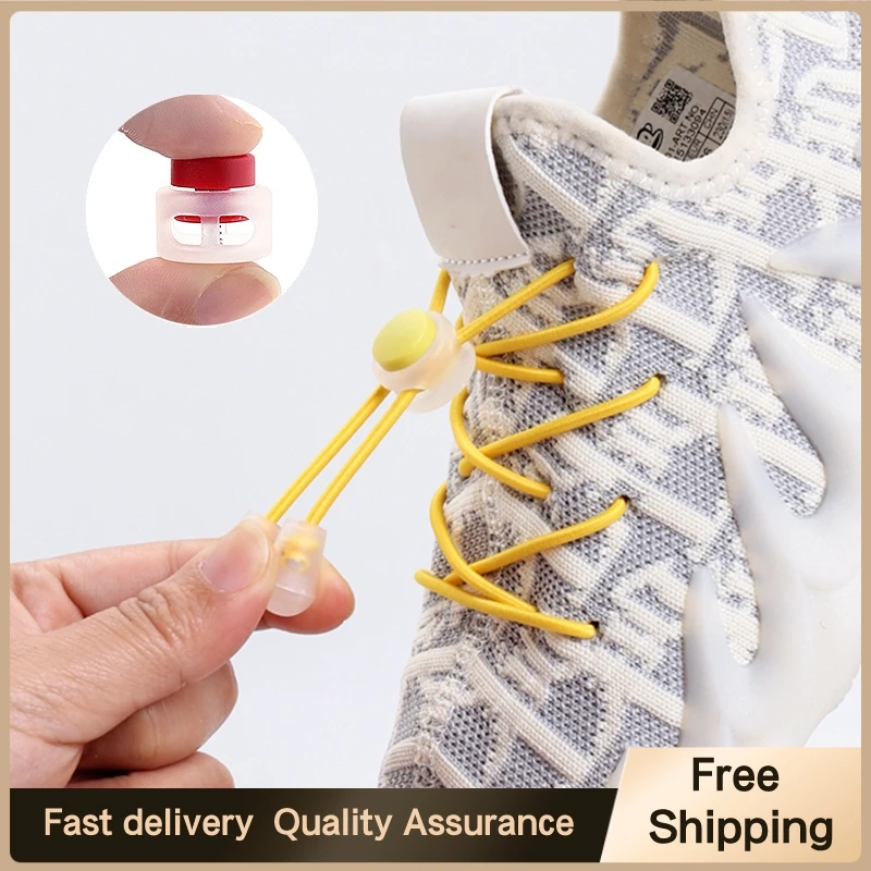 1Pair No Tie Shoelaces Spring Lock Elastic Laces For Sneakers Round Lastic Shoestring Men Women Sport Shoes Strap Accessories