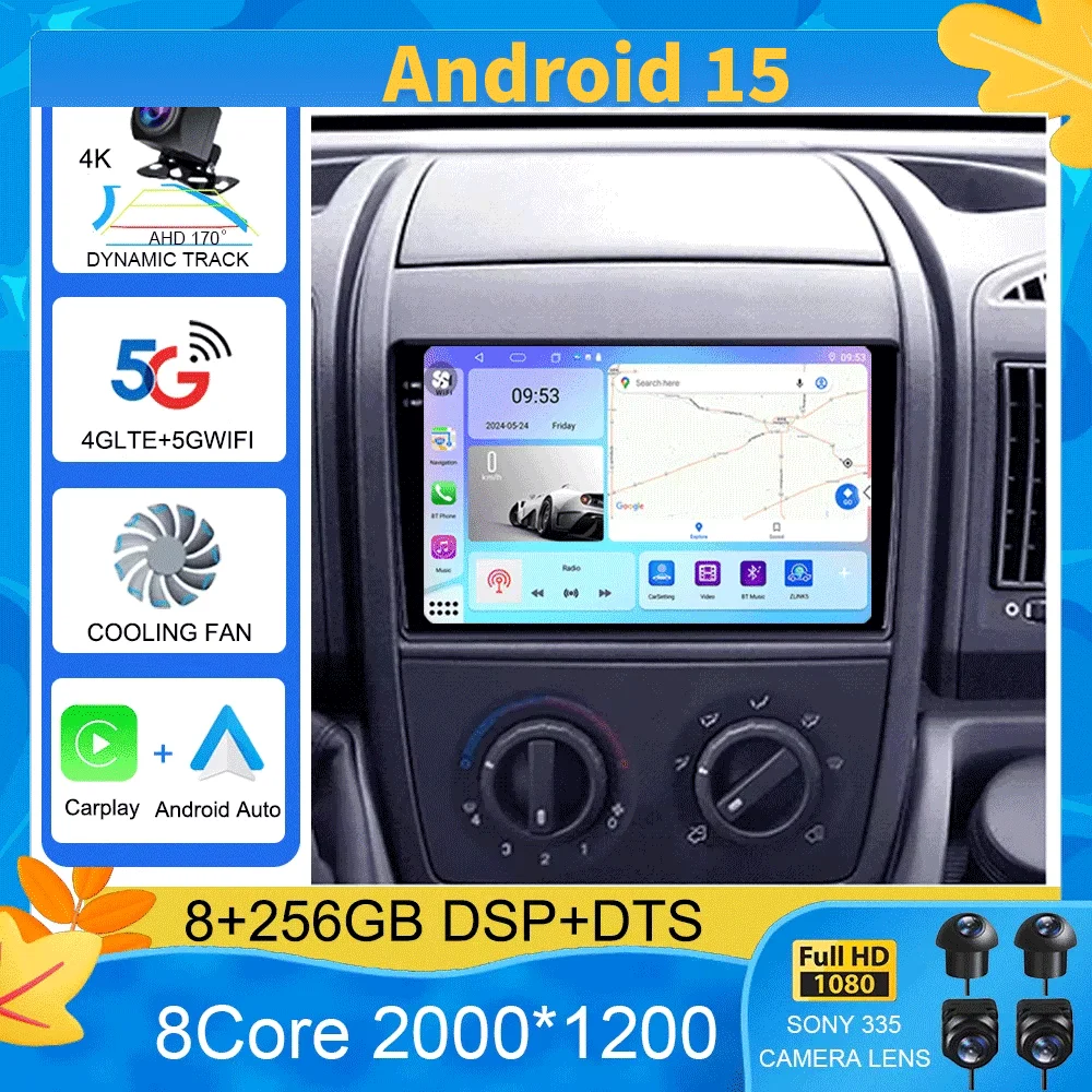 

Android 15 Car radio For Fiat Ducato 3 2006 - 2022 player Multimedia navigation stereo GPS