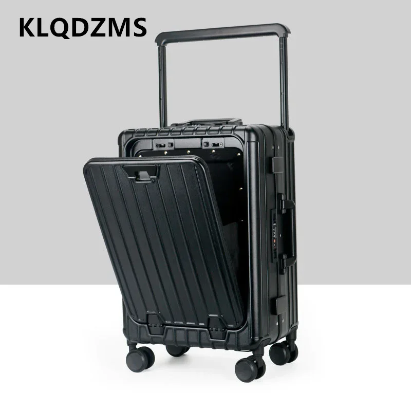 KLQDZMS Luggage with Wheels Travel Bag Laptop Boarding Case Front Opening Aluminum Frame Trolley Case 20 Inch Cabin Suitcase