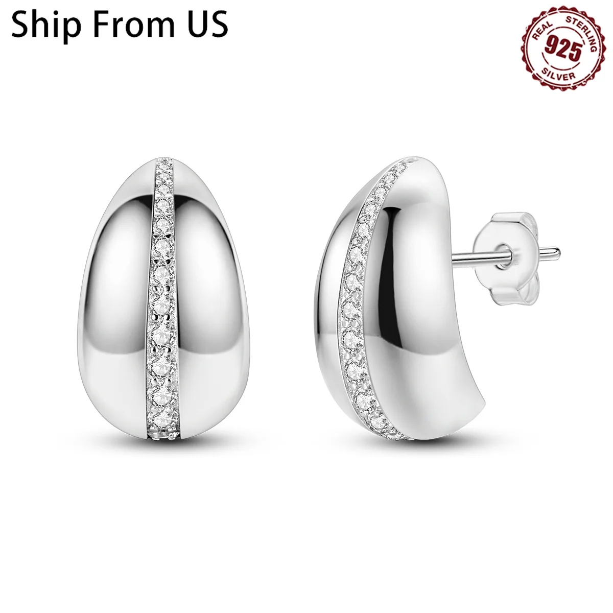 925 Sterling Silver Minimalist Droplet Shape Series Stud Earrings Zircon For Women Exquisite Daily Wear Jewelry Accessories Gift