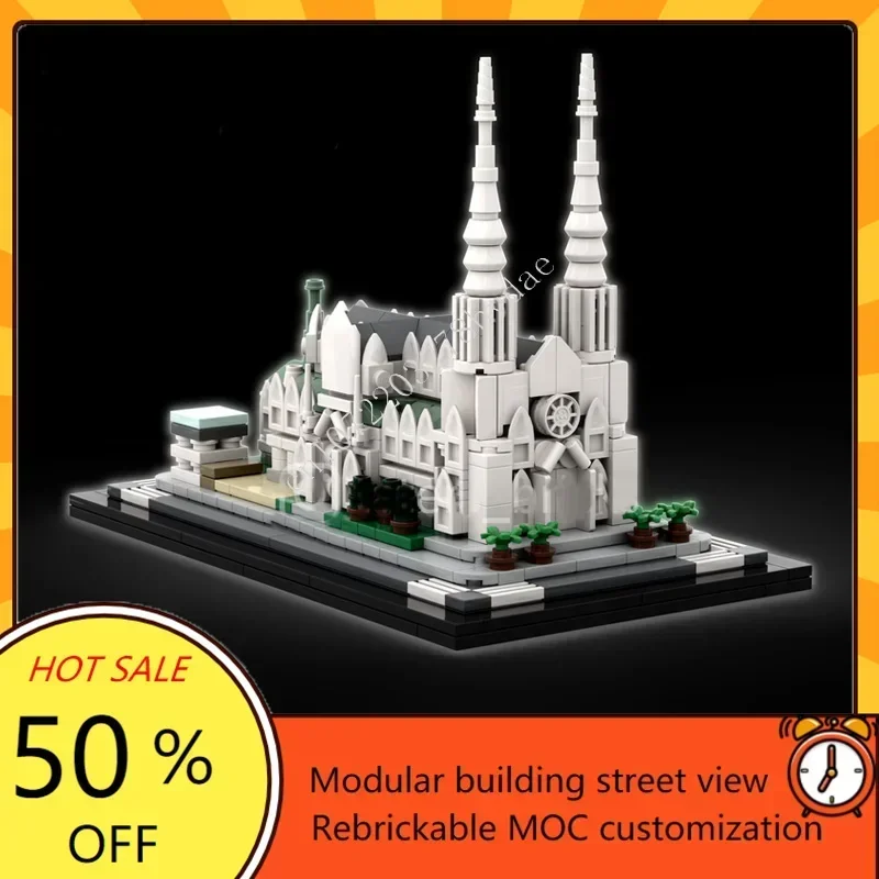 

580 шт., масштаб 800, модульный MOC, настраиваемый креативный вид на улицу, архитектурная головоломка, модель «сделай сам», игрушка в подарок для взрослых