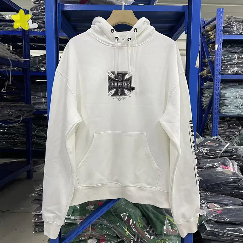

25FW Высокое качество хлопка классический крест логотип West Coast Choppers толстовка с капюшоном для мужчин и женщин уличная одежда больших размеров белые пуловеры
