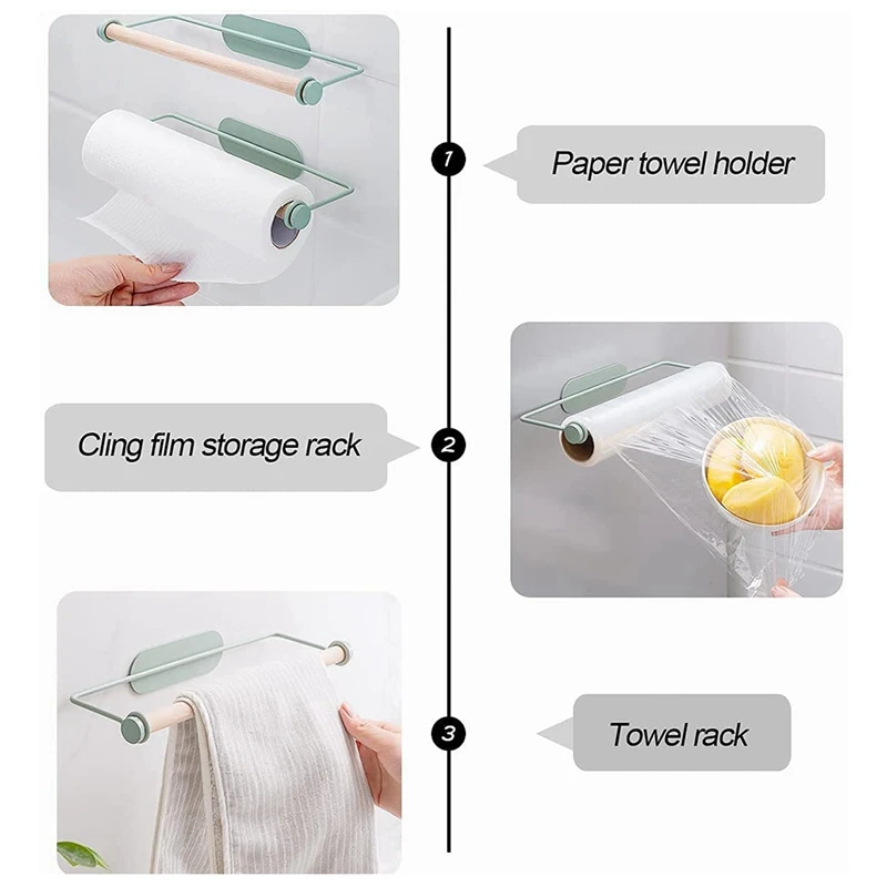 Paper Towel Towel Rack Wrought Iron Hanger Oil-Absorbing Paper Cling Film Rack Free From Hitting Bathroom Kitchen