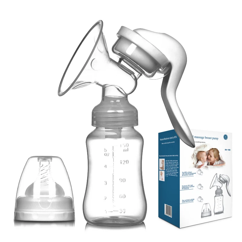 Manuel Emzirme Pompası Bebek Süt Meme Emme Silikon Süt Toplayıcı Taşınabilir Emme Şişe Doğum Sonrası Tedarik Kiti 150 ml