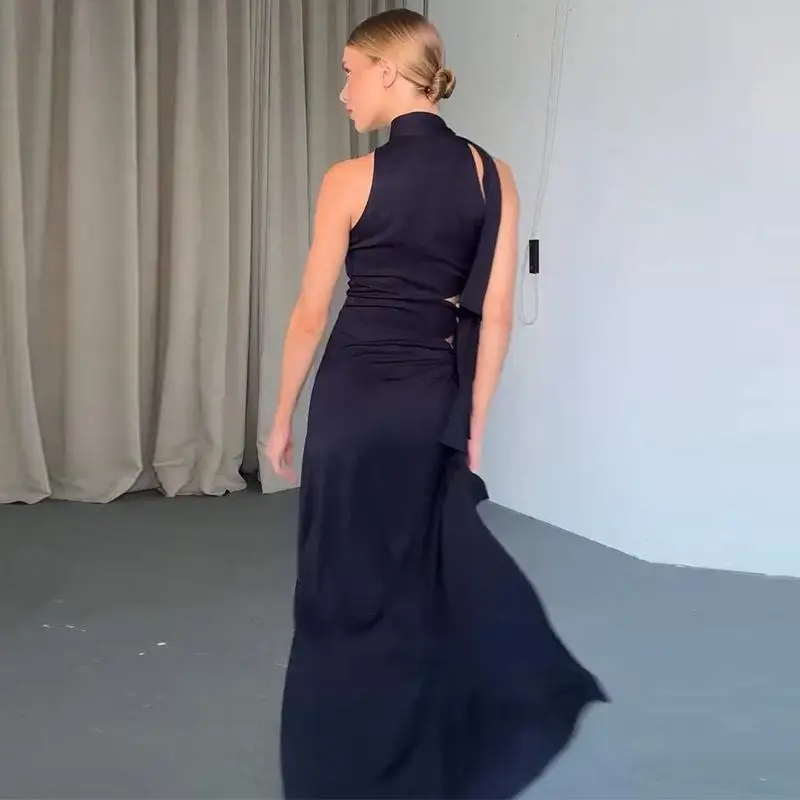 

Sexy Vacation Style Side Split Sleeveless Long Dress Women's Fashion Cross-Border Clothing Elegant Quality Citywalk Dress