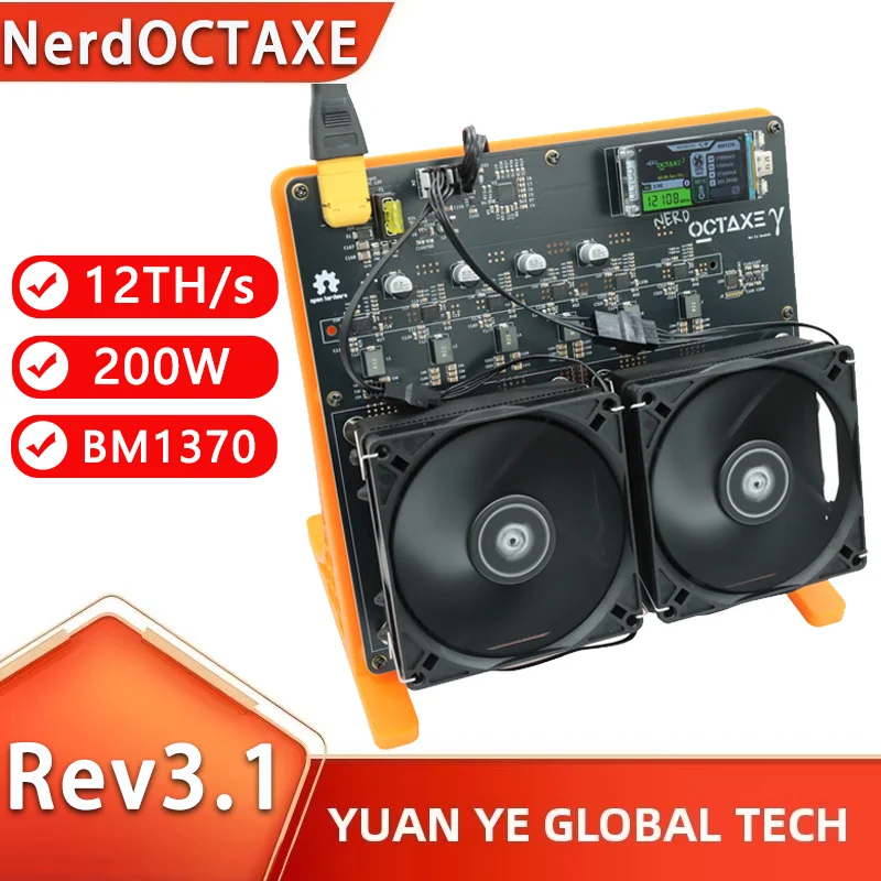 

New NerdOCTAXE Rev3.1 12TH/s BTC Miner Open Source Mining Machine with BM1370 Chip 200W Low Noise with Normal Fan for Home Use