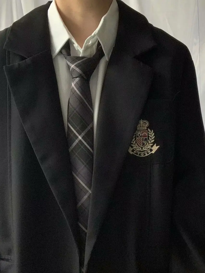 بدلة رجالية أصلية من Student orm Jaet بزرين مع ملابس خريفية من قماش البوليستر طويل غير رسمي من Bae #3