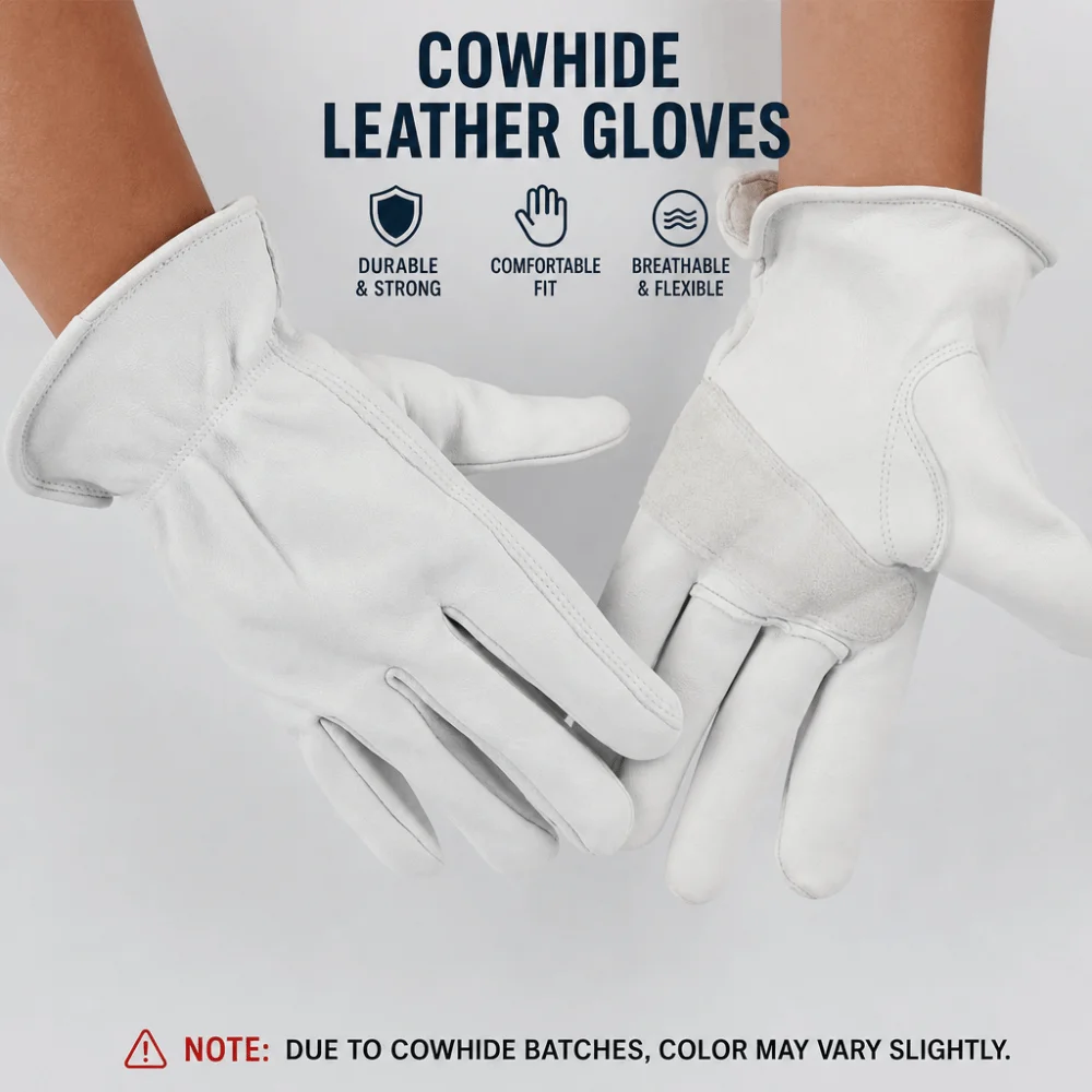 Flex Grip Leather Work Gloves Stretchable Wrist Wear-Resistant Welding Protection Gloves Insulated Soft Safety Work Gloves