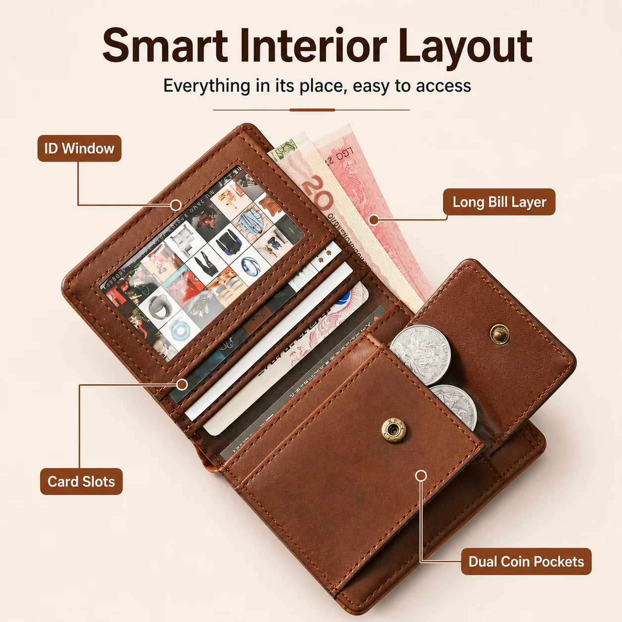 Mens Retro Wood Grain Wallet, Ultra-Thin Portable Card Clip with Horizontal and Vertical Styles, Great Gifts for Him Daily Carry