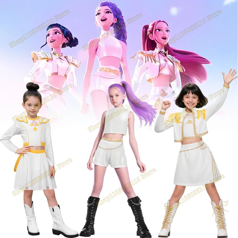 

2025 Children Rumi Zoey Mira 3D Print Cosplay Costume Halloween Carnival K-Pop Hunters Girl Group Idol Role Play Dress Up Outfit
