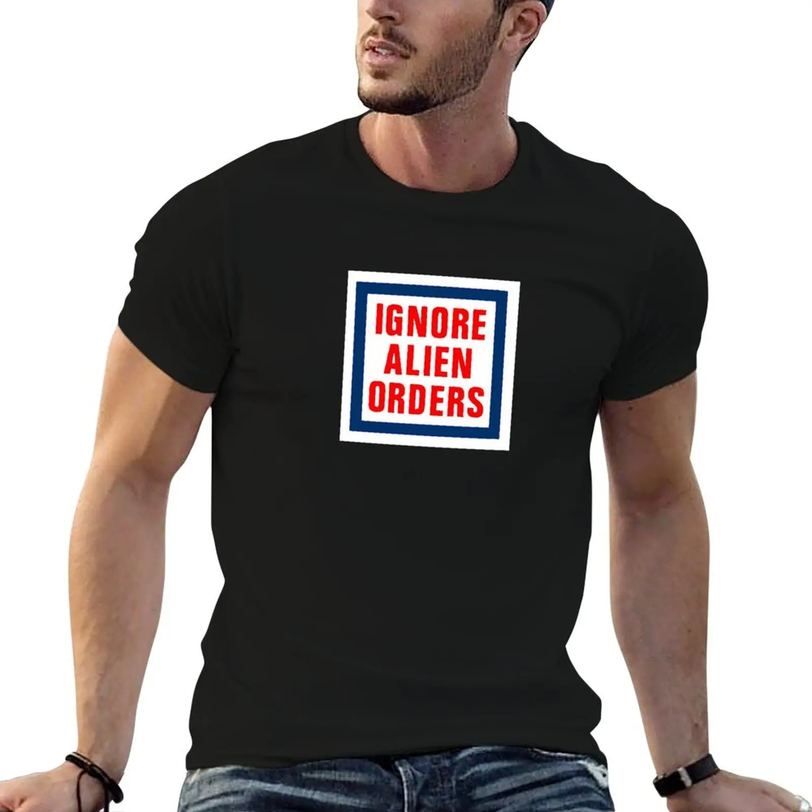 T-shirt « Ignore Alien Orders » pour homme, lot de t-shirts blancs pour homme, 100% coton, t-shirts de marque de luxe en coton pour homme, t-shirt 100% coton