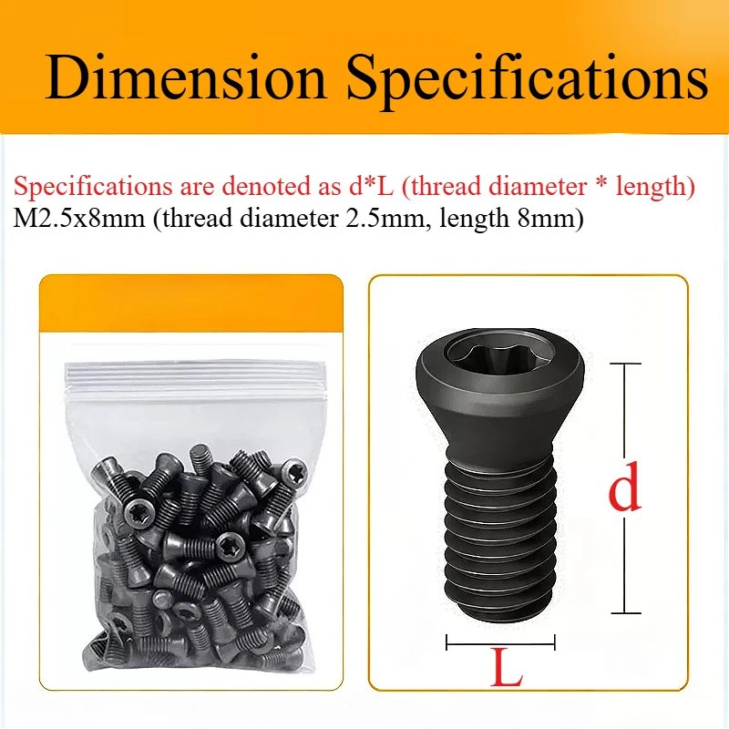 M1.8 M2~M4 SCM435 High-strength Black/Gray Grade 12.9 CNC Insert Torx Screw for Replaces Carbide Inserts CNC Lathe Tool Holder